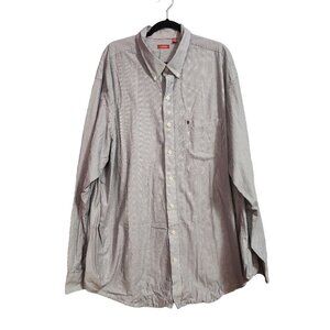 Izod Mens Stripe 3XLT Blue and White Stripe 100%Cotton Button Down Long Sleeve